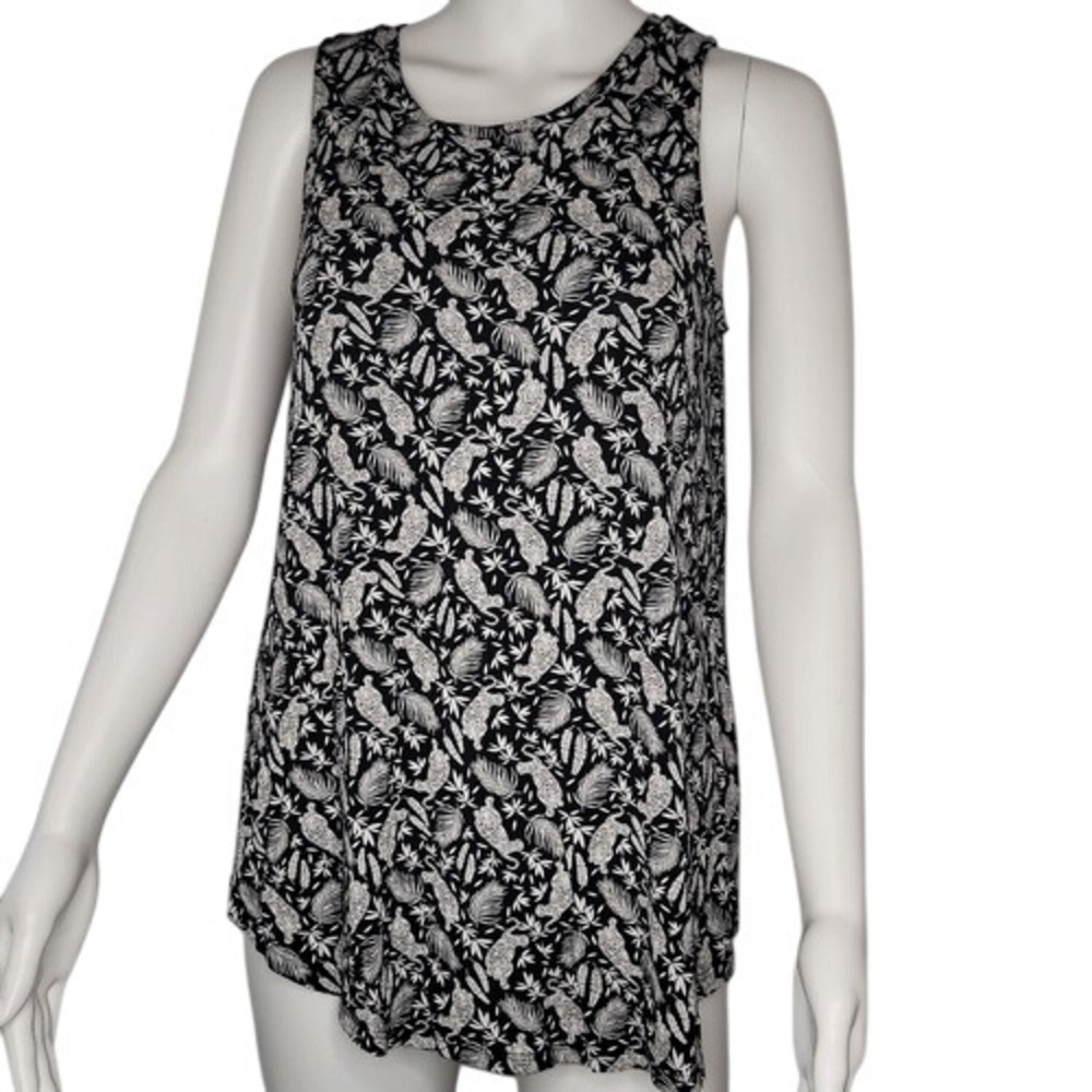 Old Navy Luxe Black &‎ White Tiger Print Top